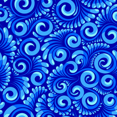 Seamless floral abstract elegant blue pattern