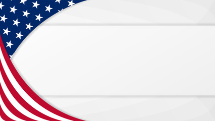 American flag simple white background with copy space. perfect for american days, events, holidays