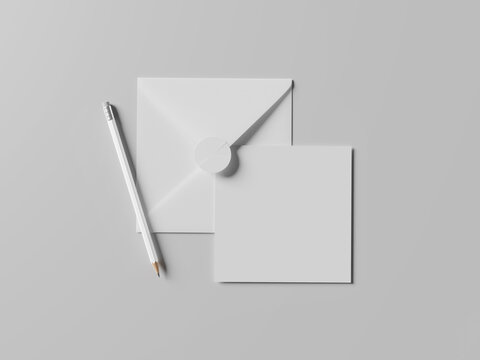 Card & Envelope Square Mockup Blank