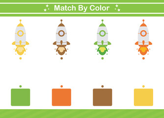 Match by color Educational game for kindergarten and preschool.Matching game worksheet for kids