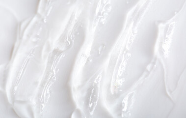 Hyaluronic acid or collagen gel close up. Textured background with oxygen bubbles in cosmetics. Moisturizing serum for the skin.