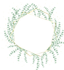 silver dollar eucalyptus leaf wreath with luxury golden frame and glitter