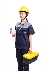 worker holding a clipboard and helmet