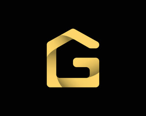 G home or house logo design, home logo vector, house logo vector, letter home logo