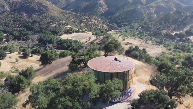 Malibu Creek State Park Los Angeles by Drone 4k. Water Tower Hike Trail.