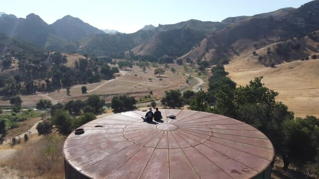 Malibu Creek State Park Los Angeles by Drone 4k. Water Tower Hike Trail.