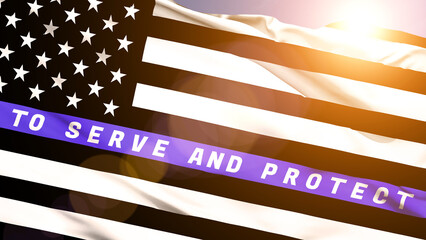 Thin Blue Line. USA flag. Peace Officers Memorial Day. Police Week. Patriot Day.