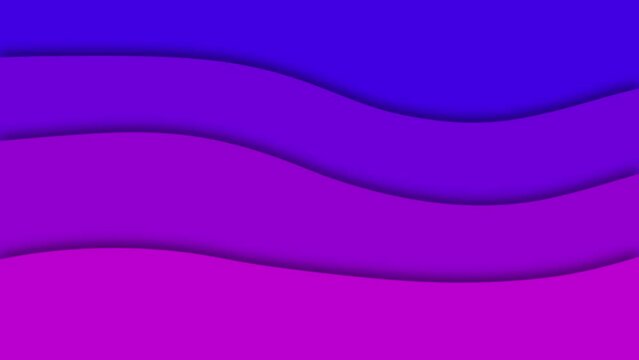 ベクターな影のある立体的なベタカラーが波打つアニメーション　青・紫・ピンク／ブルー・パープル・バイオレット