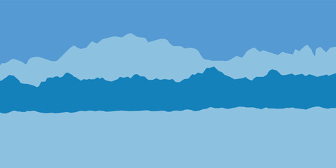 Vector Blue Beautiful Background with Silhouettes of Mountains. Torn Paper Silhouettes.