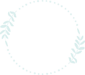 hand draw style minimal blue leaf wreath for logo