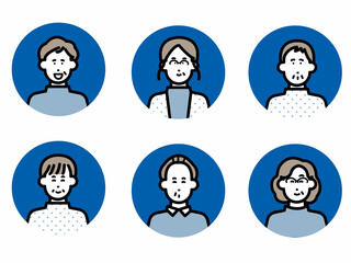 ポジティブな高齢者のイラストアイコンセット