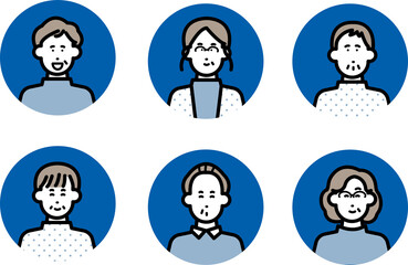 ポジティブな高齢者のイラストアイコンセット