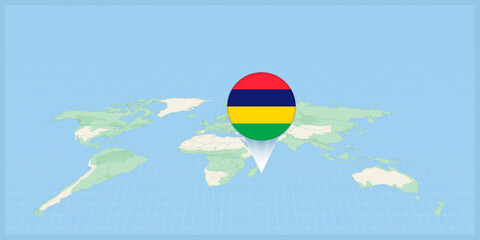 Location of Mauritius on the world map, marked with Mauritius flag pin.