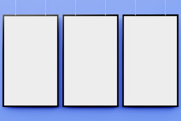 Three white boxes for announcement, design. 3D illustration  of bright white light frame