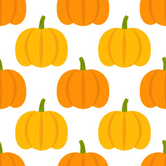 Pumpkins vegetable food seamless pattern.