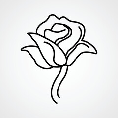 Black Rose Outline Vector