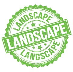 LANDSCAPE text on green round stamp sign