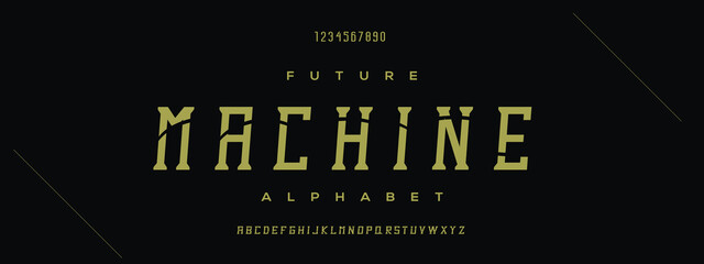 MACHINE  Elegant alphabet letters font and number. Classic Lettering Minimal Fashion Designs. Typography modern serif fonts decorative vintage design concept. vector 