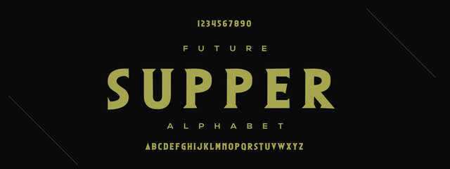 SUPPER  Elegant alphabet letters font and number. Classic Lettering Minimal Fashion Designs. Typography modern serif fonts decorative vintage design concept. vector 