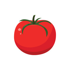 Red tomato in flat style. Vector illustration.