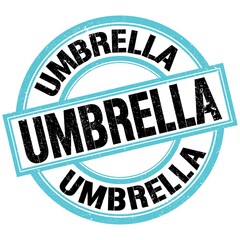 UMBRELLA text on blue-black round stamp sign