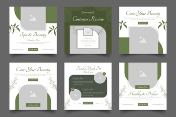 beauty and spa social media post template. minimal fully editable promo web banner poster layout for relax massage square post vector illustrator. 