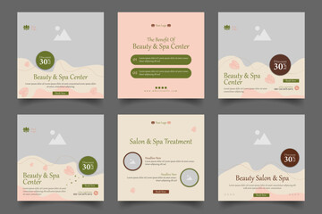 beauty and spa social media post template. minimal fully editable promo web banner poster layout for relax massage square post vector illustrator. 