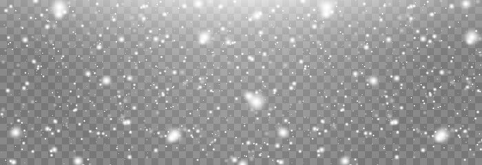 Vector snow. Snow png. Snow on an isolated transparent background. Snowfall, blizzard, winter, snowflakes png. Christmas image.