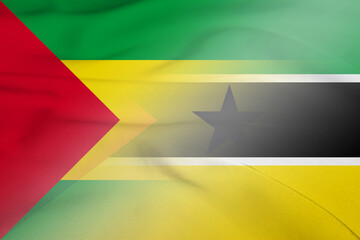 Sao Tome and Principe and Mozambique national flag international negotiation MOZ STP