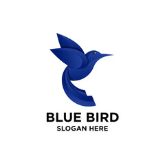 Blue Bird Gradient Modern Logo Company Vector Template