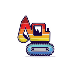 Excavator illustration isolated on png Transparent background