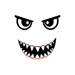 Abstract horror mouth illustration isolated on Png Transparent background