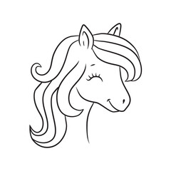 Unicorn outline illustration isolated on png Transparent background