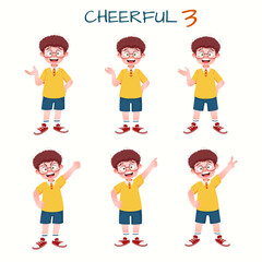 Set of kid boys showing cheerful expression.Vector illustration.