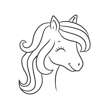 Unicorn outline illustration isolated on png Transparent background