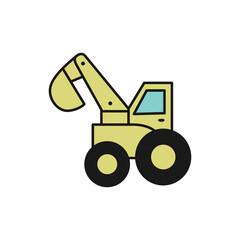 Excavation construction vehicle illustration isolated on png Transparent background