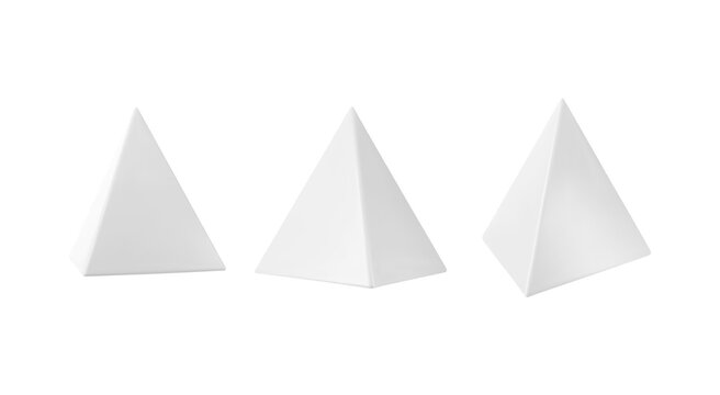 Vector 3d white pyramid. Realistic 3d object.
