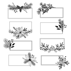 Christmas square floral frame bundle on white background - 536031931