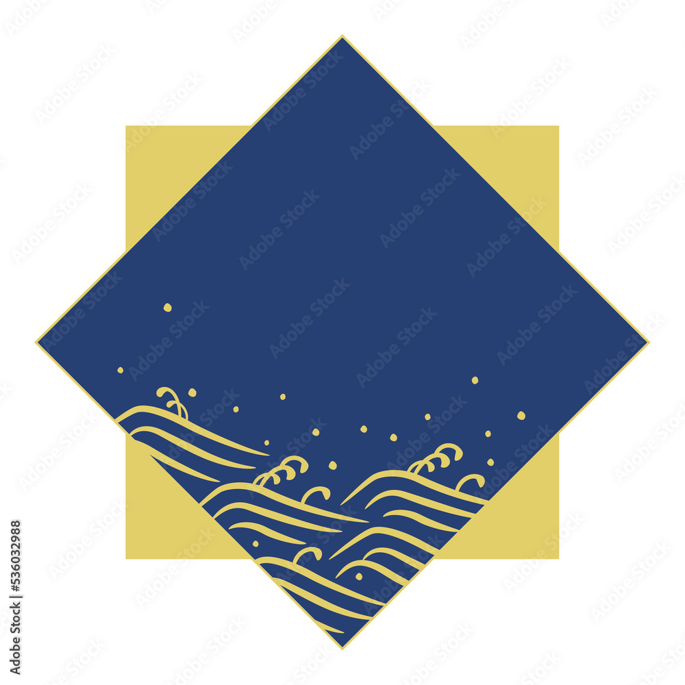 Canvas Prints japanese frame illustration with wave pattern
