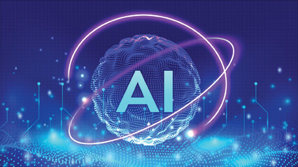 AI digital technology background artificial intelligence on blue background