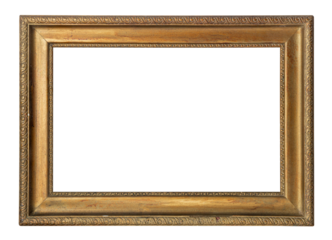 Vintage baguette frame. Gilded picture frame. Cut out picture frame. Baguette frame isolated on white background.