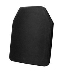 Ballistic plate isolated on white background. Combat armor close-up. Armored insert for body armor.
