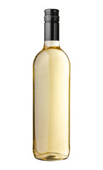 White wine bottle isolated on white background.