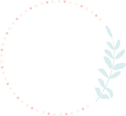 Fototapeta na wymiar cute hand draw style pastel pink and blue spring tiny little flower and leaf wreath