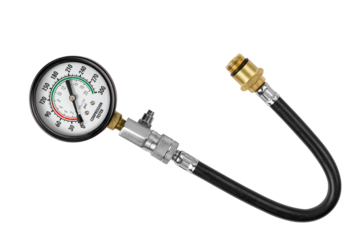 Engine compression gauge isolated on white background. Engine compression measurement.