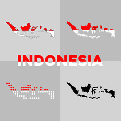 Obraz na płótnie Canvas Outline map of Indonesia. Borders and flag of Indonesia. Vector