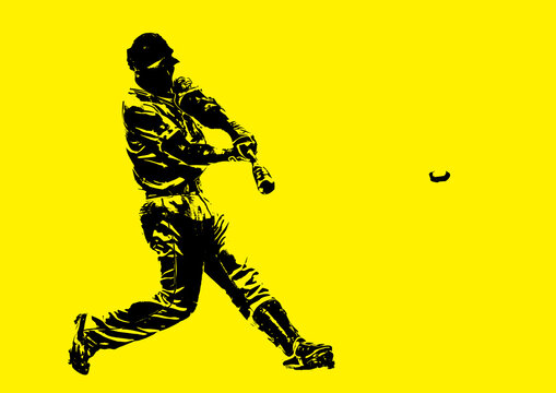 野球のバッターの写真をシルエットに加工したイラスト