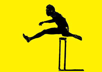 陸上のハードル写真をシルエットに加工したイラスト