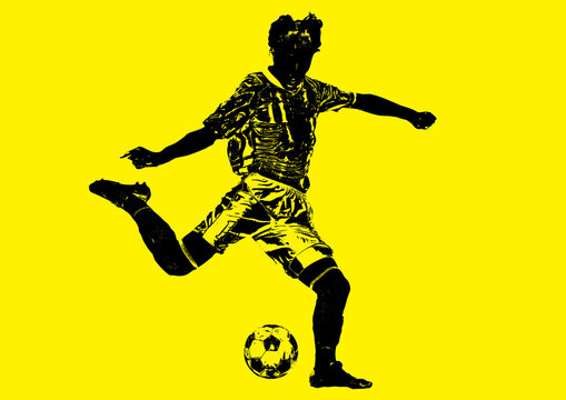 サッカーの写真を加工したイラスト