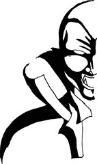 darkula face silhouette vector in black and white for halloween celebration